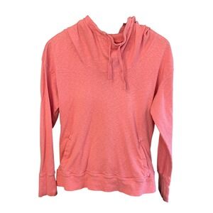 Columbia Womens XL Slub Knit Hoodie Coral Pink Pullover Hooded Sweatshirt XL/TG